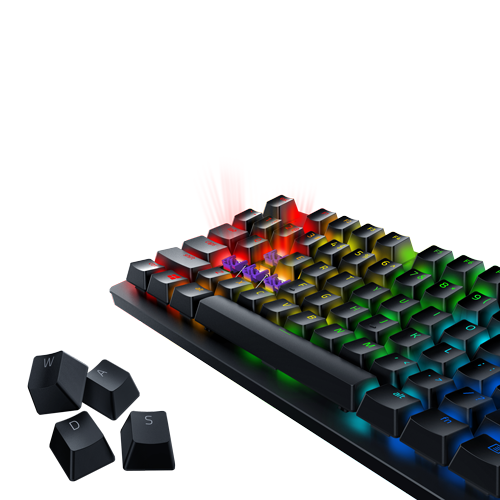 Razer Huntsman V2 Optical Gaming Keyboard + Phantom Keycap Upgrade Set  Bundle: Clicky Optical Black/White Keycaps