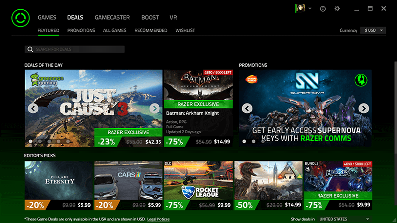 Razer Cortex screenshot